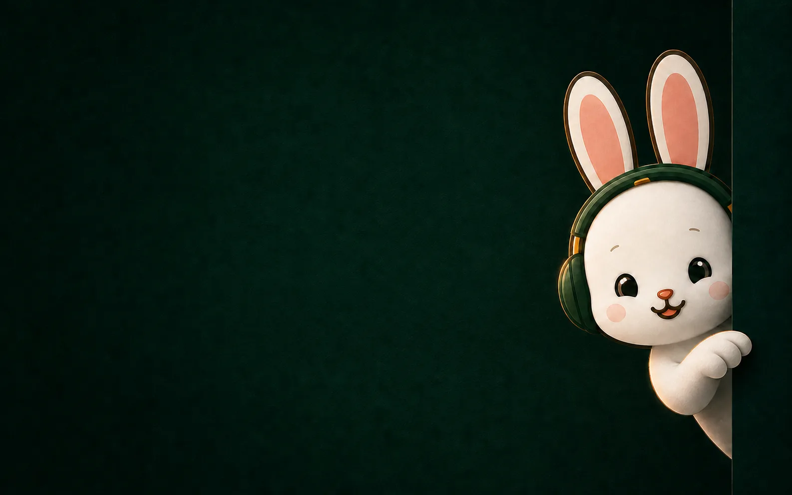 Lekta rabbit peeking beside the recording screen